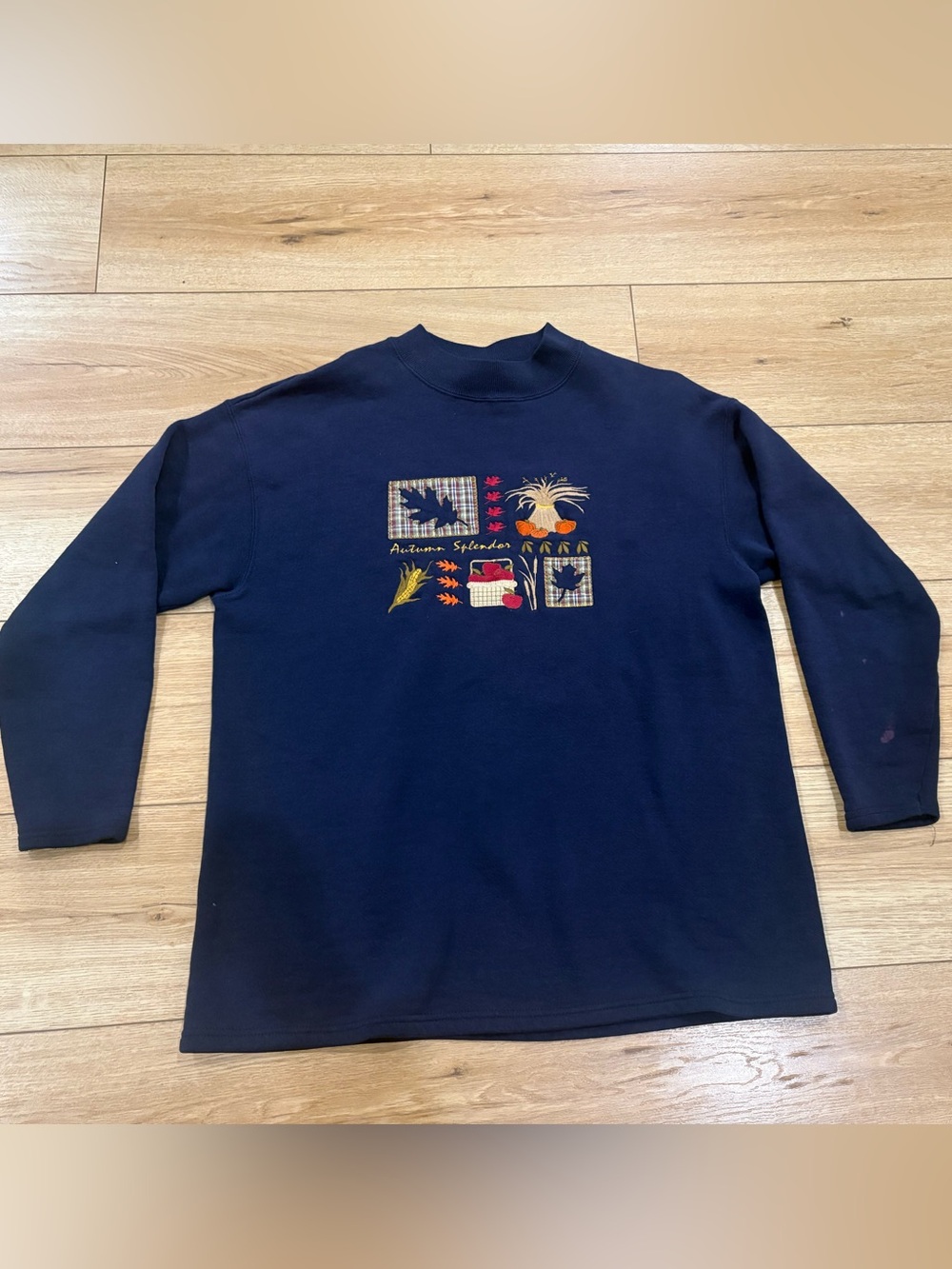Autumn Motif Navy Crewneck Sweatshirt